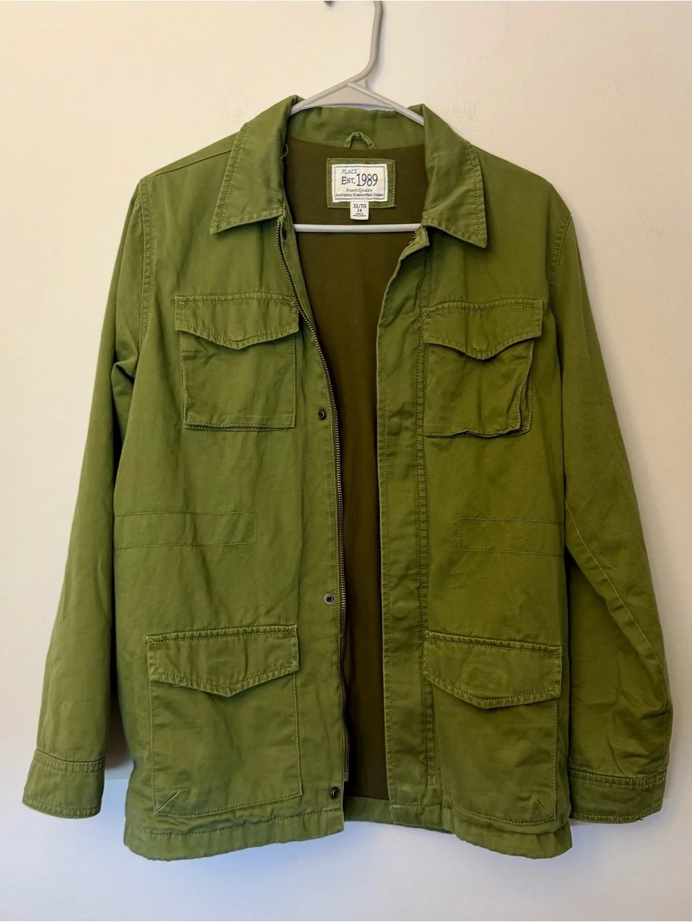 The Children’s Place Olive Green Military-Style Jacket boys 14 extra large XL